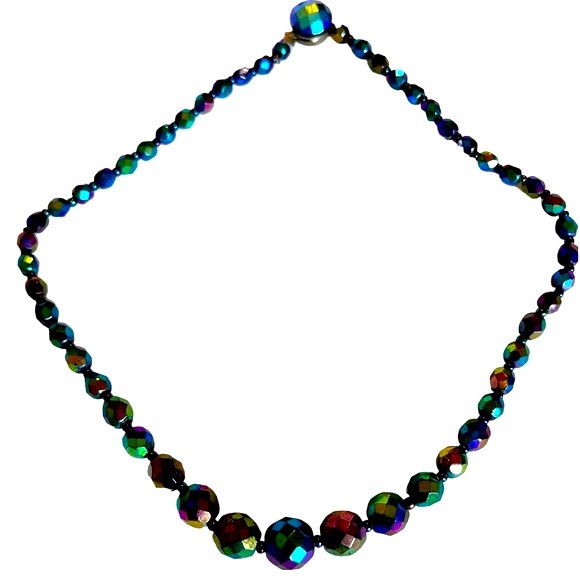 Vintage Aurora Borealis Faceted Graduated Crystal necklace - Picture 1 of 9